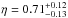 \hbox{$\eta =0.71^{+0.12}_{-0.13}$}