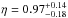 \hbox{$\eta = 0.97^{+0.14}_{-0.18}$}