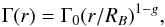 \begin{equation} \label{eq:gamma_r} \Gamma(r) = \Gamma_0 (r/\RB)^{1-g}, \end{equation}