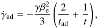 \begin{equation} \gad = -\frac{\gamma\bel^2}{3} \left(\frac{2}{\tad}+\frac{1}{t}\right), \end{equation}