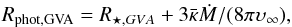 \begin{eqnarray} R_\mathrm{phot,GVA}=R_{\star,GVA}+3 \bar{\kappa} \mdot/(8 \pi \vinf), \end{eqnarray}
