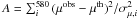 \hbox{$A=\sum_i^{580}{(\mu^{\rm obs}-\mu^{\rm th})^2}/{\sigma^2_{\mu,i}}$}