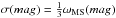 \hbox{$\sigma(mag)=\frac{1}{3}\omega_{\rm MS}(mag)$}