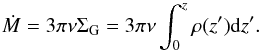 \appendix \setcounter{section}{1} \begin{equation} \label{eq:Mdotz} \dot{M} = 3 \pi \nu \Sigma_{\rm G} = 3 \pi \nu \int_0^z \rho (z') {\rm d}z' . \end{equation}
