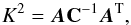 \begin{equation} K^2 = \vec{A} {\bf C}^{-1} \vec{A}^{\rm T} \label{eqn:chisquared} , \end{equation}