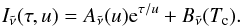 \appendix \setcounter{section}{1} \begin{equation} I_\nut (\tau, u) = A_\nut(u){\rm e}^{\tau/u} + B_\nut(T_\text{c}) . \end{equation}