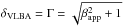 \hbox{$\delta_\mathrm{VLBA} = \Gamma = \sqrt{\beta_\mathrm{app}^2+1}$}