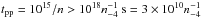 \hbox{$t_{\rm pp}=10^{15}/n > 10^{18} n_{-4}^{-1}~\mbox{s} = 3\times10^{10} n_{-4}^{-1}$}