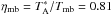 \hbox{$\eta_{\rm mb}= T^*_{\rm A}/T_{\rm mb} =0.81$}