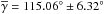 \hbox{$\overline{\gamma} = 115.06\degr \pm 6.32\degr$}