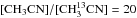 \hbox{$\rm [CH_3CN]/[CH_3^{13}CN]=20$}