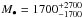 \hbox{$\mbh=1700^{+2700}_{-1700}$}