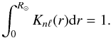 \begin{equation} \label{eq:21} \int_0^{R_\odot} K_{n\ell}(r) \mathrm{d}r = 1 \hbox{.} \end{equation}
