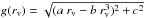\hbox{$g(r_{\rm v})=\sqrt{(a \ r_{\rm v} - b \ r_{\rm v}^3)^2+c^2}$}