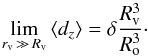 \begin{equation} \lim_{r_{\rm v} \,\gg\, R_{\rm v}}\left\langle d_z \right\rangle = \delta \frac{R^3_{\rm v}}{R_{\rm o}^3} \cdot \end{equation}