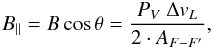 \appendix \setcounter{section}{1} \begin{eqnarray} B_{||}=B \cos \theta= \frac{P_{V}~\Delta v_{L}}{2 \cdot A_{F-F'}}, \label{magn} \end{eqnarray}