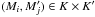 \hbox{$(M_i, \Mp_j) \in K \times K'$}
