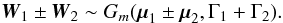 \appendix \setcounter{section}{1} \begin{equation} \label{somme_gaussiennes} \vec W_1 \pm \vec W_2 \sim G_m(\vec\mu_1 \pm \vec\mu_2, \Gamma_1+\Gamma_2). \end{equation}