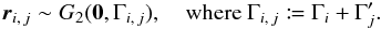 \appendix \setcounter{section}{1} \begin{equation} \label{rel_pos_ident} \vec r_{i\comma j} \sim G_2(\vec 0, \Gamma_{i\comma j}), \quad\text{where } \Gamma_{i\comma j} \coloneqq \Gamma_i + \Gammapj. \end{equation}