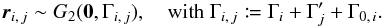 \appendix \setcounter{section}{1} \begin{equation} \vec r_{i\comma j} \sim G_2(\vec 0, \Gamma_{i\comma j}), \quad \text{with } \Gamma_{i\comma j} \coloneqq \Gamma_i+\Gammapj+\Gammazi. \end{equation}