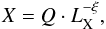 \begin{equation} X = Q \cdot L_{\rm X}^{-\xi} , \label{eq.x_vs_lx} \end{equation}