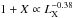 \hbox{$1+X \propto L_{\rm X}^{-0.38}$}