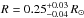 \hbox{$R=0.25^{+0.03}_{-0.04}\,R_{\odot}$}