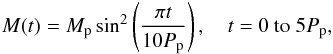 \appendix \setcounter{section}{1} \begin{eqnarray} M(t)=M_\mathrm{p}\sin^2 \left( \frac{\pi t}{10 P_\mathrm{p}} \right), \quad t= 0 \ {\rm to}\ 5 P_{\rm p}, \end{eqnarray}