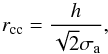 \begin{equation} r_\mathrm{cc} = \frac{h}{\sqrt{2}\sigma_\mathrm{a}} , \label{eq:rv:rcc_statistics} \end{equation}