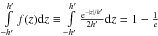 \hbox{$\int\limits_{-h'}^{h'}f(z)\ud{z}\equiv \int\limits_{-h'}^{h'}\frac{\exp{-|z|/h'}}{2h'}\ud{z}=1-\frac{1}{e}$}