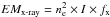 \hbox{$EM_{\text{x-ray}} = n_{\rm e}^{2} \times I \times f_{\rm x} $}