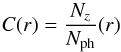 \appendix \setcounter{section}{2} \begin{equation} \label{eq:rcompl} C(r)=\frac{N_{z}}{N_{\rm ph}}(r) \end{equation}