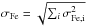 \hbox{$\sigma_{\rm Fe}=\sqrt{\sum_i \sigma_{\rm Fe,i}^2}$}