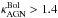 \hbox{$\kappa^{\rm Bol}_{\rm AGN} >1.4$}