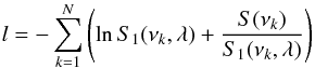 \appendix \setcounter{section}{2} \begin{equation} l = -\sum_{k=1}^{N} \left(\ln S_{1}(\nu_k,\lambda)+{S(\nu_k)\over{S_{1}(\nu_k,\lambda)}}\right) \label{mle} \end{equation}