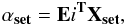\begin{eqnarray} \rm \bf \alpha_{set} ={\bf E}{\it i}^{T} {\bf X}_{set}, \end{eqnarray}