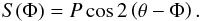 \begin{eqnarray} \label{fit_cos} S(\Phi)= P\cos 2\left( \theta -\Phi\right). \end{eqnarray}
