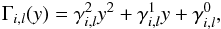 \begin{equation} \Gamma_{i,l}(y)=\gamma^{2}_{i,l} y^2 + \gamma^{1}_{i,l} y + \gamma^{0}_{i,l}, \label{eq:parameter2} \end{equation}