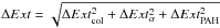 \hbox{$\Delta Ext = \sqrt{\Delta Ext_{\rm col}^{2} + \Delta Ext_{\alpha}^{2} + \Delta Ext_{\rm PAH}^{2}}$}