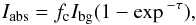 \begin{equation} \label{eq:tau} I_{\rm abs} = f_{\rm c} I_{\rm bg} (1-\exp{^{-\tau}}), \end{equation}