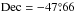 \hbox{$\rm Dec= -47\fdg66$}