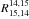 \hbox{$R^{14,15}_{15,14}$}