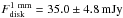 \hbox{$F_{\rm disk}^{\rm 1~mm}= 35.0 \pm 4.8 \,\text{mJy}$}