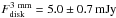 \hbox{$F_{\rm disk}^{\rm 3~mm}=5.0 \pm 0.7 \,\text{mJy}$}