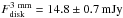 \hbox{$F_{\rm disk}^{\rm 3~mm}=14.8\pm 0.7 \,\text{mJy}$}