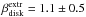 \hbox{$\beta_{\rm disk}^{\rm extr}= 1.1 \pm 0.5$}