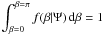 \hbox{$\displaystyle\int_{\beta=0}^{\beta=\pi}f(\beta|\Psi)\,{\rm d}\beta=1$}