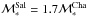 \hbox{$\mathcal{M}^{\rm Sal}_*=1.7 \mathcal{M}^{\rm Cha}_*$}