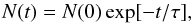 \begin{equation} N(t)=N(0)\exp[-t/\tau], \end{equation}