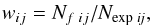 \begin{eqnarray*} w_{ij}=N_{f\;ij}/N_{\rm exp\;\it ij}, \end{eqnarray*}